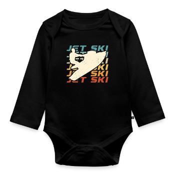 Jet Skiing Jet Ski Retro Water Sports Motor Boat - Organic Longsleeve Baby Bodysuit - black - Front