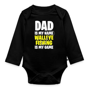 Pikeperch fishing, fish, perch, perch fishing - Organic Longsleeve Baby Bodysuit - black - Front