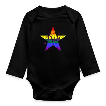 LGBTQ Pride Stern - Baby Bio-Langarm-Body - Schwarz - Vorne