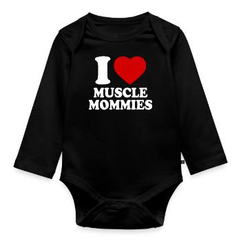 I love muscle mommies - Body Bébé bio manches longues - noir - Devant
