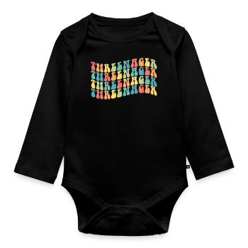 3 ans Threenager Garçons Filles 3ème anniversaire - Body Bébé bio manches longues - noir - Devant