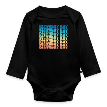 Birthday Boy - Groovy Retro Vintage Birthday - Body Bébé bio manches longues - noir - Devant