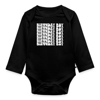 Anniversaire Garçon Groovy Rétro Vintage Anniversaire - Body Bébé bio manches longues - noir - Devant