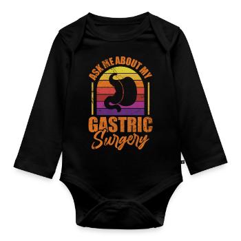 Posez-moi des questions sur ma chirurgie gastrique - Post-chirurgie - Body Bébé bio manches longues - noir - Devant