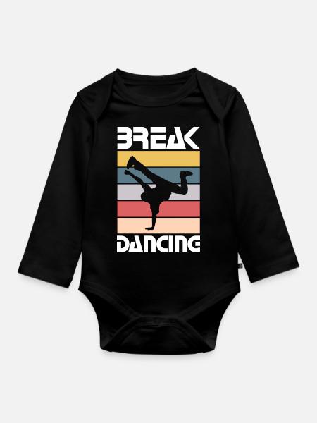 Break Dancing - Funny Break Dancing Team - Baby Bio-Langarm-Body - Schwarz