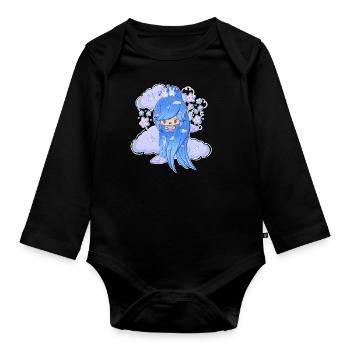 Cloud Girl Bubble Kopf süß - Baby Bio-Langarm-Body - Schwarz - Vorne