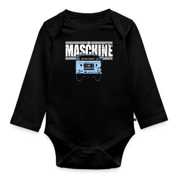 W50 - Die Maschine - Baby Bio-Langarm-Body - Schwarz - Vorne