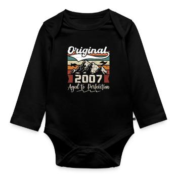 2007 - Geschenk geboren im Jahr 2007 - Baby Bio-Langarm-Body - Schwarz - Vorne