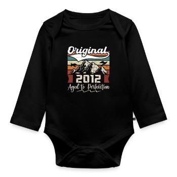 2012 - Gift born in 2012 - Organic Longsleeve Baby Bodysuit - black - Front