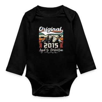 2015 - Gift born in 2015 - Organic Longsleeve Baby Bodysuit - black - Front