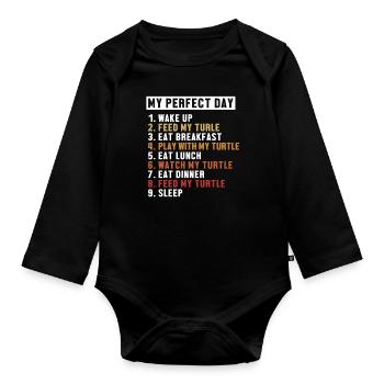 Turtle Perfect Day Aquatic Turtle Turtle - Organic Longsleeve Baby Bodysuit - black - Front
