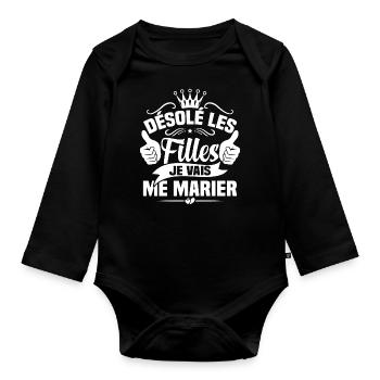 Désolé les filles je vais me marier - Body Bébé bio manches longues - noir - Devant