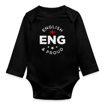 English and Proud - Organic Longsleeve Baby Bodysuit - black - Front