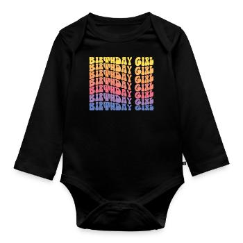 Birthday Girl - Groovy Retro Vintage Birthday - Body Bébé bio manches longues - noir - Devant