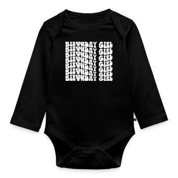 Anniversaire Fille Groovy Rétro Vintage Anniversaire - Body Bébé bio manches longues - noir - Devant