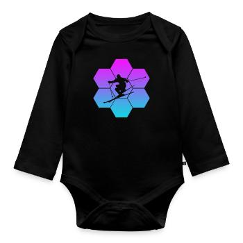 Skiing - Baby Bio-Langarm-Body - Schwarz - Vorne