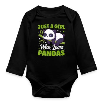 Just A Girl Who Loves Panda Bear Cute Sleeping - Organic Longsleeve Baby Bodysuit - black - Front
