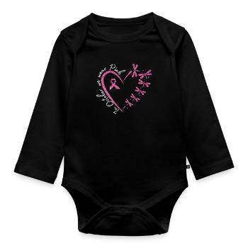 En octobre, nous portons un cancer du sein rose - Body Bébé bio manches longues - noir - Devant