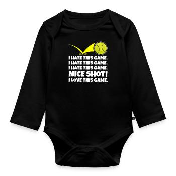 J’adore ce jeu cadeau de joueur de tennis - Body Bébé bio manches longues - noir - Devant
