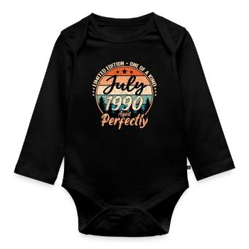 Juli 1990 Jubiläum 1990 Legenden Juli - Baby Bio-Langarm-Body - Schwarz - Vorne