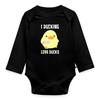 Duckin Love Canards Canard au couteau Ente mit Messer - Body Bébé bio manches longues - noir - Devant