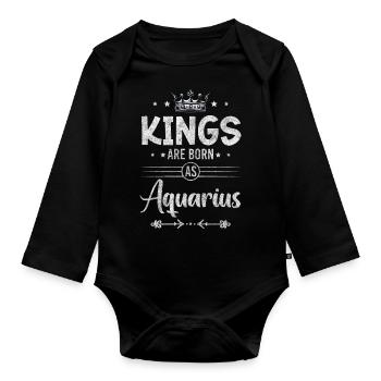 Signe du zodiaque Anniversaire Uranus Mois de naissance - Body Bébé bio manches longues - noir - Devant
