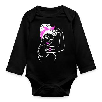 Believe | Breast cancer awareness - Organic Longsleeve Baby Bodysuit - black - Front