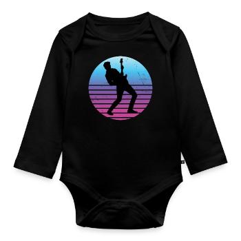 electronic guitar classical guitar guitar player - Organic Longsleeve Baby Bodysuit - black - Front