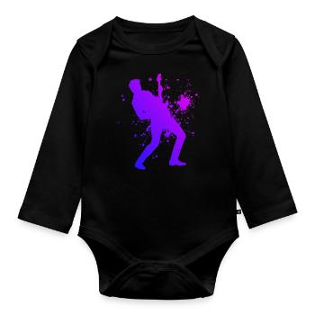 Men's Electric Guitar Electric Guitar classical guitar - Organic Longsleeve Baby Bodysuit - black - Front