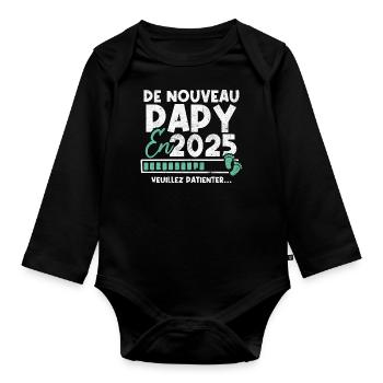De nouveau papy en 2025 - Body Bébé bio manches longues - noir - Devant