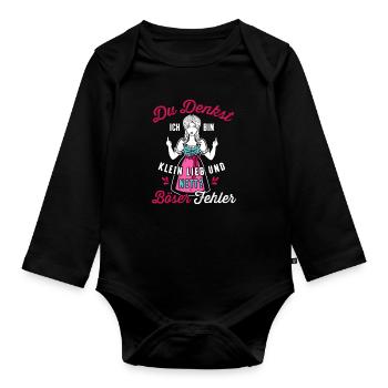 Du denkst ich bin klein lieb und nett Dirndl - Baby Bio-Langarm-Body - Schwarz - Vorne