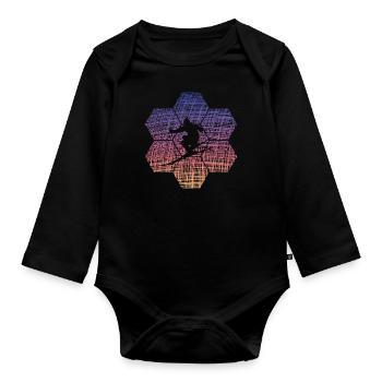 Ski Geschenkidee Skiing Design für Skifahrer - Baby Bio-Langarm-Body - Schwarz - Vorne