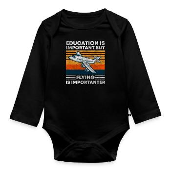 Pilot Work Pilots Gliders - Organic Longsleeve Baby Bodysuit - black - Front