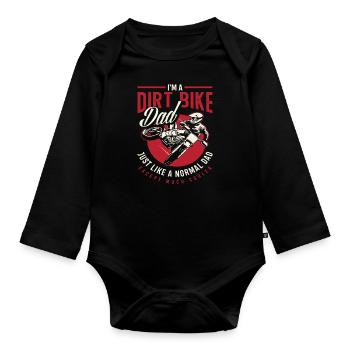 Motocross Papa Dirt Bike Vater - Baby Bio-Langarm-Body - Schwarz - Vorne