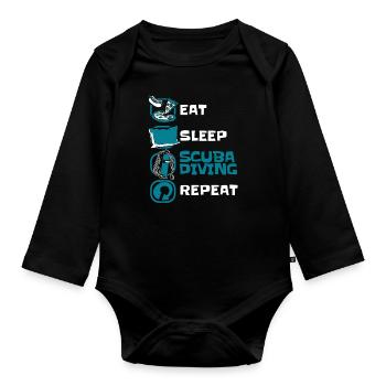 Eat Sleep Diving Repeat Diver Mask - Organic Longsleeve Baby Bodysuit - black - Front