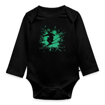 Ski fahren - Baby Bio-Langarm-Body - Schwarz - Vorne