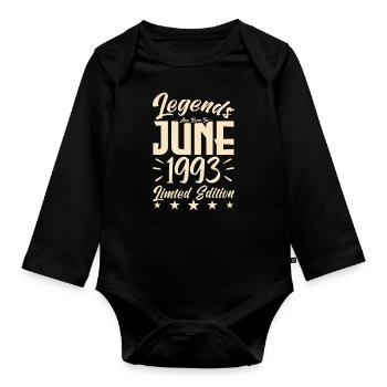 Naissance En juin 1993 Cadeau d'anniversaire 1993. - Body Bébé bio manches longues - noir - Devant