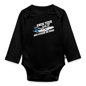 Kenne Deine Grenzen Und Stressbewusstseinsmonat - Baby Bio-Langarm-Body - Schwarz - Vorne