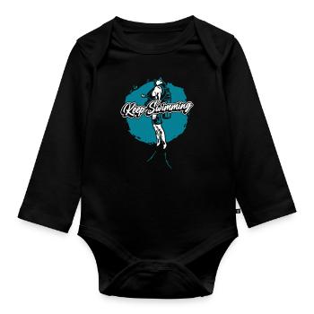 Keep Swimming Diving Mask Diving Fins Diver - Organic Longsleeve Baby Bodysuit - black - Front