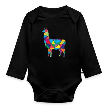 Lama Polygon Low Poly Tier - Body Bébé bio manches longues - noir - Devant