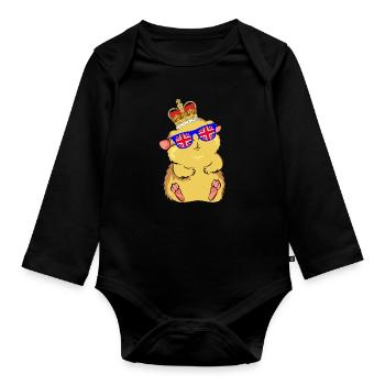 Hamster Queen Elizabeth II Britische Krone - Baby Bio-Langarm-Body - Schwarz - Vorne
