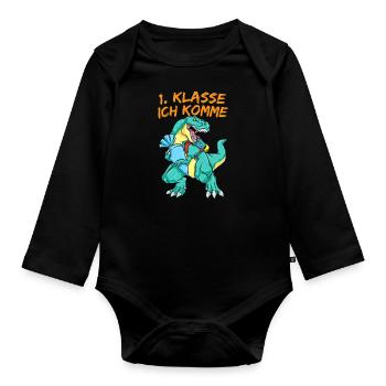 Lustige Geschenke Erste Klasse Einschulung - Baby Bio-Langarm-Body - Schwarz - Vorne
