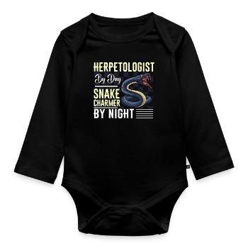 Herpétologie Serpents Reptiles Idée cadeau - Body Bébé bio manches longues - noir - Devant