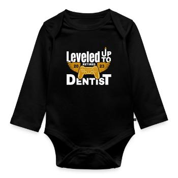 Retraite Dentiste retraité Retraite 2023 - Body Bébé bio manches longues - noir - Devant