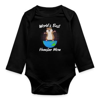 Hamster Haustier Sprüche Meerschweinchen - Baby Bio-Langarm-Body - Schwarz - Vorne