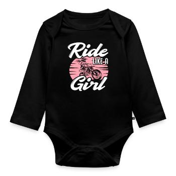 Motocross Women Girls Hobby Motorsport - Organic Longsleeve Baby Bodysuit - black - Front