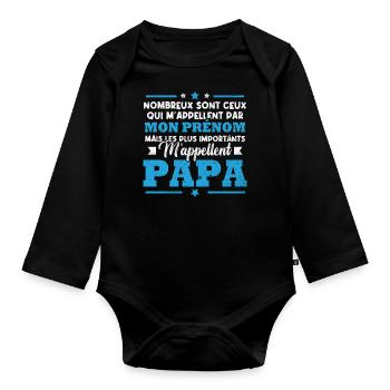 Les plus importants m'appellent papa - Body Bébé bio manches longues - noir - Devant