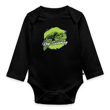 Keep Swimming Riesenschildkröte Landschildkröte - Baby Bio-Langarm-Body - Schwarz - Vorne