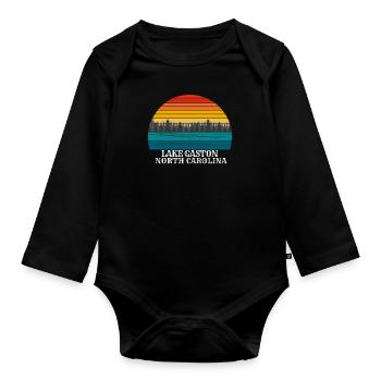 Lake Gaston North Carolina - Organic Longsleeve Baby Bodysuit - black - Front
