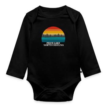 Price Lake North Carolina - Organic Longsleeve Baby Bodysuit - black - Front
